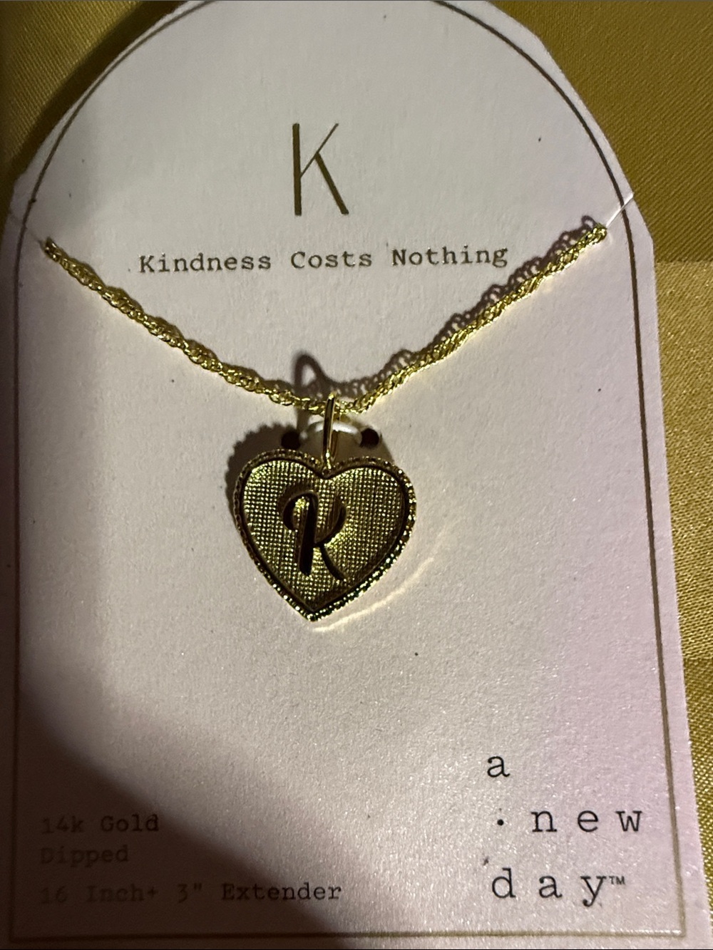 a new day Gold Heart 'K' Pendant Necklace - Gold